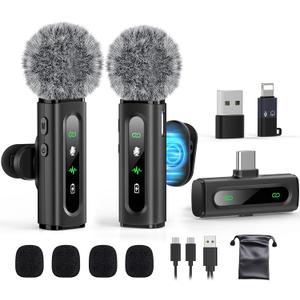 USB C Lavalier Microphone Wireless Mini Mic for Type-C Android Phone/Tablet/PC Video Recording Clip-on Mics with Rotatable Clip & Denoise Recording, Ideal for Vlog Tiktok Youtube Podcast Content Creator