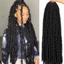 ZRQ 6 Packs Butterfly Locs Crochet Braids Hair Extensions 30 Inch Long Distressed Faux Locs Black Goddess Locs Crochet Hair Pre-looped Synthetic Soft Locs For Women 1B#