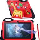 C idea 7 inches Kids Tablet,Android 13 Tablet for Kids Age 3-7, Pre-Installed Learning Educational Apps Todder Tablet, HD IPS Screen for Eye Protection,BT, WiFi, Dual Camera, Gift for Kids (Red)