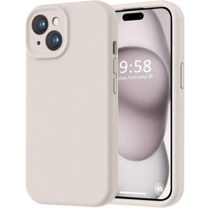 LOVE 3000 Compatible with iPhone 15 Case, [Smooth Silicone Full Coverage Camera] [8ft Drop Protection], Soft Microfiber Lining Full Body Protective Case for iPhone 15 6.1 inch - Stone