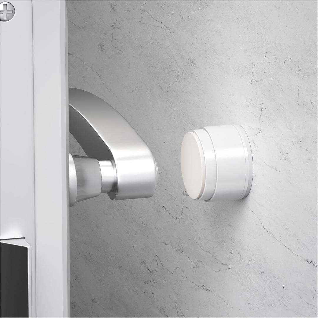 Door Stoppers for Wall Protector with Adhesive, Aluminum Door Knob Wall Protector, Spring Shock Absorption Technology, Door Bumpers for Walls, 1.38" Diameter, 0.94" Thickness, White
