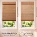 Cordless Bamboo Roman Shade, Light Filtering Blinds 35x48, Warm Brown