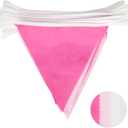 GCQQ 40Ft Hot Pink Pennant Banner Flags, Fabric Pennant Banner, Triangle Flag Banners, Hot Pink Party Banner Decoration for Barbie, Flamingo, Wedding, Birthday, Baby Shower Party Decoration
