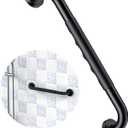 16 Inch Black Shower Grab Bar w/Anti Slip Rubber Grip, ZUEXT Stainless Steel Bath Grab Bar, Bathroom Balance Bar, Wall Mount Safety Handrail Support, Handicap Injury Elderly Senior Assist Handle