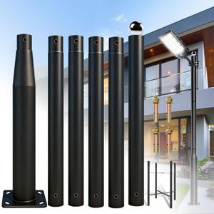 Street Light Pole 20Ft Tall, Outdoor Metal Split Heavy Duty Street Lamp Post for Outside Large Solar Street Lights with Mounting Steel Anchor for Street, Parking Lots, Park & Patio
