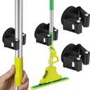 Magnetic Mop Broom Holder,Heavy Duty Movable Magnetic Broom Holder Rack,Anti-slip Wall Mounted Utility Storage Mop Shovel Gripper Hanger for Garage, Kitchen, Laundry, Garden(2 Pack/Black)