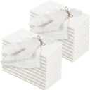 Preboun 24 Pcs Fringe Napkins Bulk Cloth Cotton Soft 17 x 17 Inch Rustic Reusable Washable Festive Square Table Napkins with Fringe for Parties Wedding Restaurant Table Accessory(White)