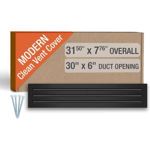 FA-STAR Clean Modern AC Vent Cover 30 x 6 (Duct Opening Cutout) - Decorative Black Air Vent - Standard Linear Slot Diffuser - Register Grille for Ceiling, Walls & Floors - All Aluminium, Neck: 29.53" x 5.79" - Face: 31.50" x 7.76"