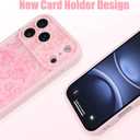 MZELQ Compatible with iPhone 17 Pro Max Case 2025 Silicone Card Holder, Cute Pattern Rose Flower Floral Cover for Girls Women -Pink