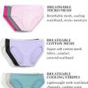 Fruit of the Loom womens Breathable Underwear, Moisture Wicking Keeps You Cool & Comfortable, Available in Plus Size (7, Cooling Stripes - Brief - 6 Pack - Colors May Vary)