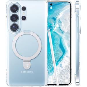 TORRAS Q3 Spin for Samsung Galaxy S26 Ultra Case with Kickstand, Compatible with Magsafe, Slim Hard PC Protective S26 Ultra Clear Case with 360 Magnetic Stand, Transparent Clear