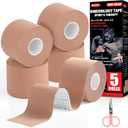5 Rolls Kinesiology Tape, 2 inch x 16.4 Feet Waterproof Athletic Tape, Uncut Kinetic Tape, Muscle Tape, Sports Tape, Knee Tape for Exercise and Daily Use - Skin Color