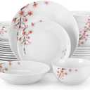 VEWEET Dinnerware Sets for 6, 24 Pieces Porcelain Plates and Bowls Set with Pink Floral, Classic Dishes Set Dining Ware for Dinner, Microwave Dishwasher Safe, Series ANNIE