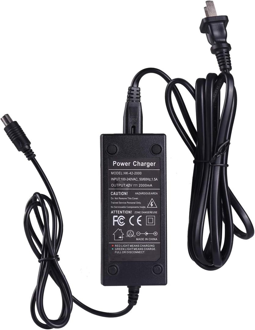 42V 2A Power Charger Adapter Cable for Xiaomi M365, Spin, Skip, Segway Ninebot ES1 ES2 ES4, Bird, Lime, Lime-S Electric Scooter for 36V Li-ion Battery