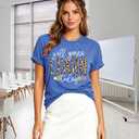 FCGHSII Teacher T Shirt for Women: Learning Teach T-Shirts Leopard Teachers Tees Teaching Gifts Short Sleeve, L