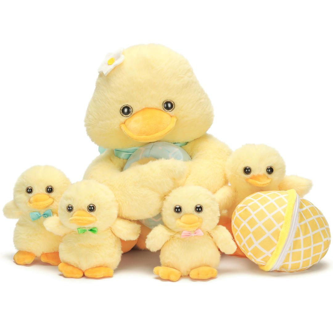 IKASA Duck Stuffed Animals with Babies Inside, Mommy Plush Toy for Kids