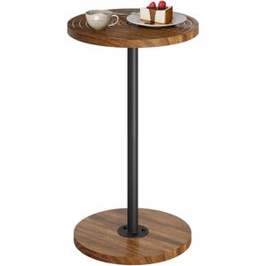 Asgolion Round Side Table, Small Drink Table, Pedestal Martini Stand, Weighted Base Cocktail Table Accent Nightstand for Living Room, Bedroom, Bathroom, Office, Walnut