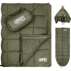 3M Thinsulate Insulation Puffy Camping Blanket for Cold Weather, Queen Size Warm Camping Quilt with Zipper, Waterproof Outdoor Sleeping Bag for Hammock, Cozy & Versatile Gift for Men and Women (Olive)