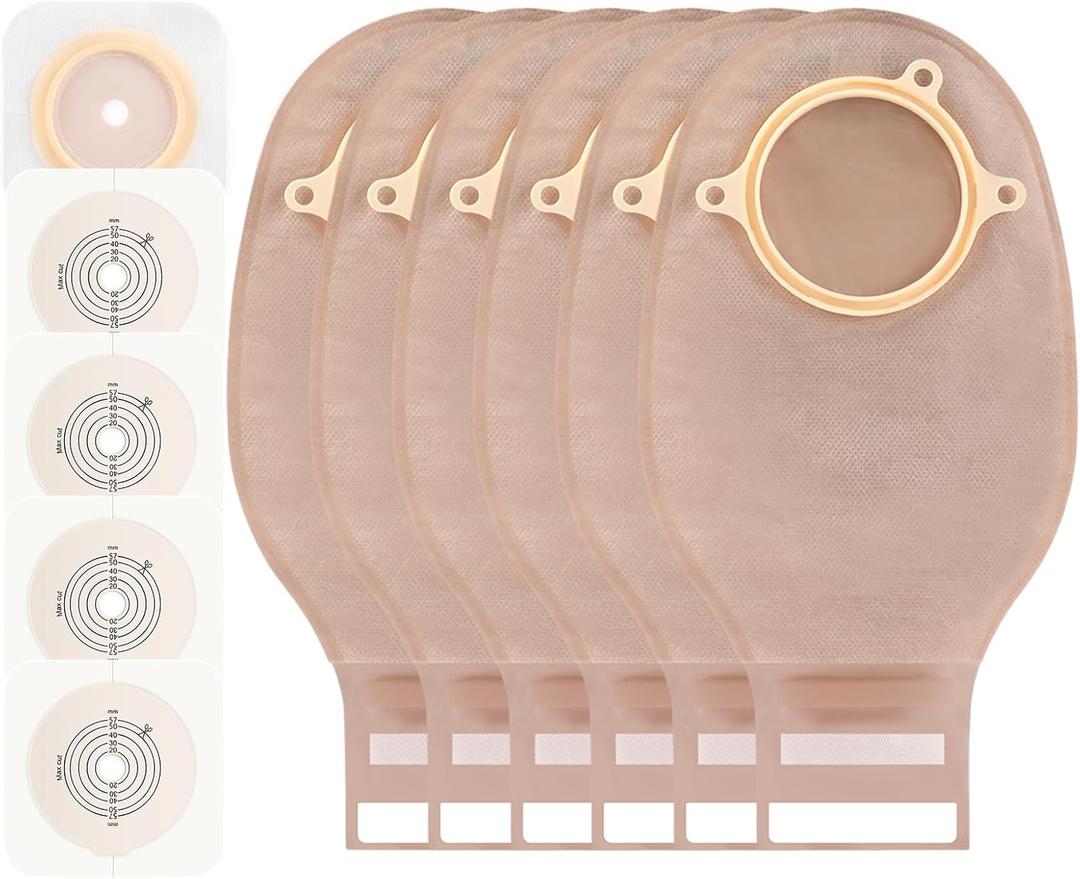 30PCS Colostomy Bags, Two-Piece Ostomy Supplies 2 Piece Ostomy Bags Colostomy Supplies Flat Drainable Pouches for Ileostomy & Stoma Care Cut-to-Fit 15-57mm (20pcs Bags+10pcs wafers)