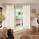 BGment Natural Faux Linen Curtains 90 Inch Long for Living Room - Burlap Textured Light Filtering Window Treatments Grommet Sheer Drapes for Farmhouse, 2 Panels, 52 X 90 Inch
