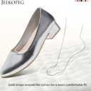 Jeekopeg Low Chunky Pumps Women's Round Toe Heels PU Leather Chunky Pump Shoes Classic Closed Toe Pumps Low Heel Dress Shoes for Women