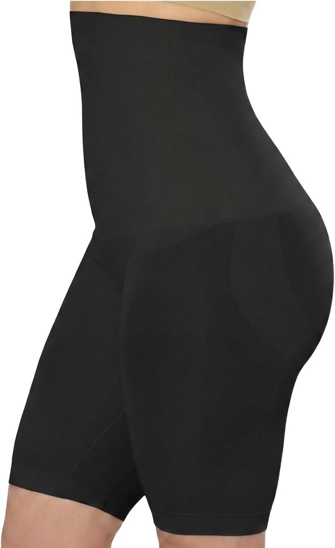 Conturve Shapewear for Women - High-Waisted Tummy Control Shorts - Thigh Slimmer, Seamless Body Shaper, Underwear for Women (Medium-Large, Black)