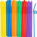 Comfy Package [300 Pack] 10.02" High Long Flexible Straws, Disposable Plastic Drinking Straws - Assorted Colors