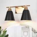 2-Light Black and Gold Bathroom Vanity Lights, Modern Bathroom Light Fixtures Over Mirror with Metal Shade, Farmhouse Wall Sconce Lighting for Bathroom, Bedroom, Kitchen