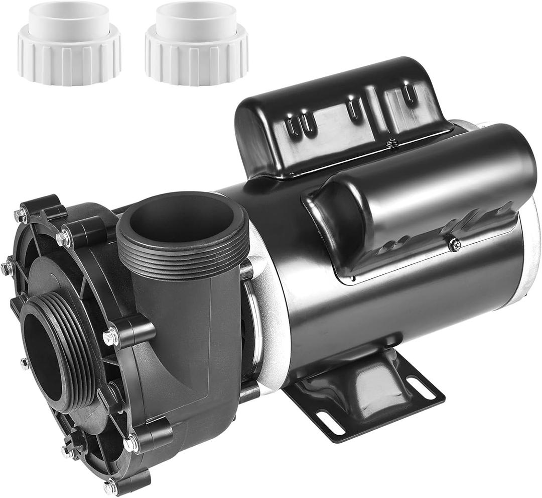 VEVOR 2 Speed SPA Pump, 48-Frame, AC 110V Hot Tub SPA Pump, 1.5 HP / 150 GPM / 42.65 ft High Speed or 0.46 HP / 70 GPM / 9.18 ft Low Speed, 2'' Port 90 Rotational Interface for Hot Tub Black