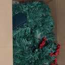 MorTime 9 FT LED Christmas Garland with Pinecones Red Berries Bows Christmas Balls Candies, Multi-Function Christmas Garland with 50 Warm White LED Lights, 180 Branch Tips