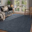 FinRec 4x6 Washable Area Rugs for Bedroom Living Room, Low Pile Thin Rug Solid Color, Non-Slip Carpet Indoor for Home Decor (Navy Blue/White)