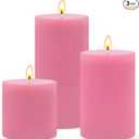 Pink Unscented Pillar Candles 3Pack – Dripless & Smokeless, LongBurning Thick Candles (2",3",4" Heights) for Weddings, Home Decor & Serene Ambiance