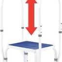 Platinum Health AdjustaStep(tm) DoubleSafe Deluxe Step Stool/Footstool with Dual Handle/Handrail, Height Adjustable. Modern White/Blue Design. Padded Non-Slip Hand Grips (1 Count (Pack of 1))