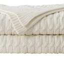 WDCOZY White Cable Knit Throw Blanket – Super Soft, Warm & Lightweight Cream Knitted Jacquard Throw Blanket for Couch, Sofa, Bed, Chair, Cozy Texture Farmhouse Decorative Home Blanket, 50x60 inches