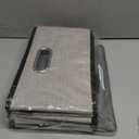 PRANDOM Fodable Storage Bins for Closet [3-pack] Decorative Fabric Storage Baskets Cubes with Leather/Metal Handles for Shelves Bedroom Living Room Light Grey (11.5x8.5x6.7 Inch)