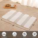 Waffle Bath Mat Non Slip, Boho Bathroom Rug, Super Absorbent Quick Dry Bathroom Mat, Soft Farmhouse Bath Rug with Tassels, Small Washable Shower Mats for Floor 16"x24", White and Taupe