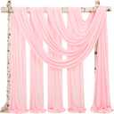 Wedding Arch Draping Fabric,8 Panels 28"x20ft Pink Wedding Arch Drapes for Ceremony Chiffon Fabric Drapes Arbor Drapery Wedding Arch Decorations for Reception Sheer Backdrop Curtains for Party Swag