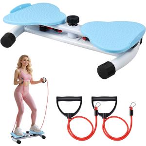 Waist Twister Machine, Ab Twister Board with Resistance Bands - 300 lbs Capacity Home Exercise Equipment for Belly Fat, Core Workout - Noiseless & Anti-Slip for Women/Men (Blue)