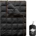 Mini Camping Blanket,Lightweight Puffy Blanket Packable Throw Blanket Waterproof Windproof for Outdoors, Travel, Beach, Airplane, Hiking (39x55", Black)