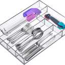Amazing Abby - Felicia - Plastic Flatware Organizer, Compartmented Utensil Holder, Cutlery Tray for Drawer, Silverware Storage for Kitchen, Perfect Storage Solution for Home and Restaurant
