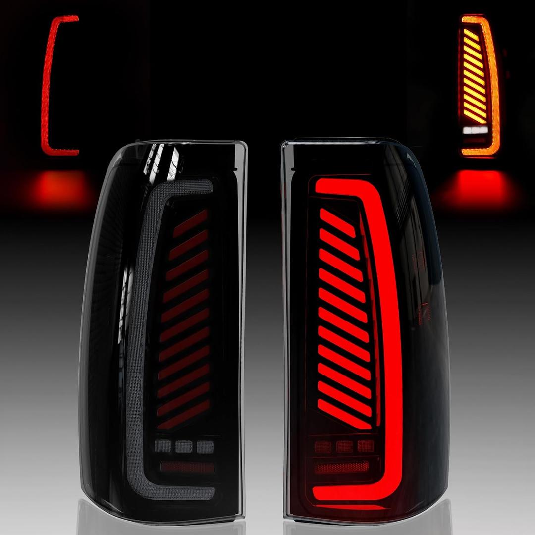 Sequential LED Tail Light for Chevy Silverado 2003-2006, with StartUp Animation, Dynamic Turn Signal, C Shaped Design Tail Lamp, Brake, Reverse Light, Plug-and-Play, Weatherproof, Size: Sequential LED