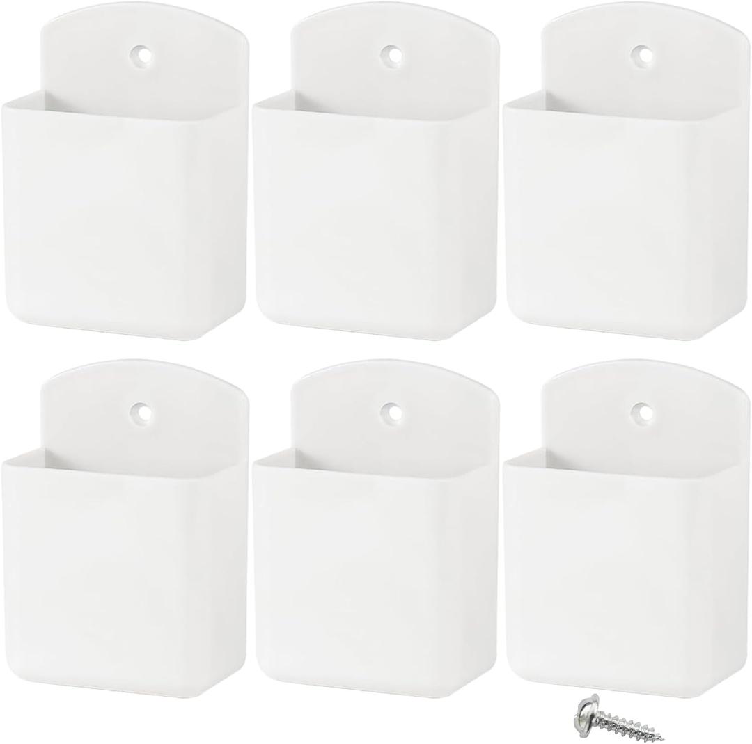 Remote Control Holder Wall Mount 6pcs,TV Remote Holder with Screws,Self Adhesive Pen Holder for Wall, Suitable for TV Remote Controls, Pens, Keys, Toothbrushes