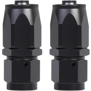 2 x AN8 Braided Straight Hose End Fitting 0 Degree Swivel for Nylon Aluminum Black 2PCS