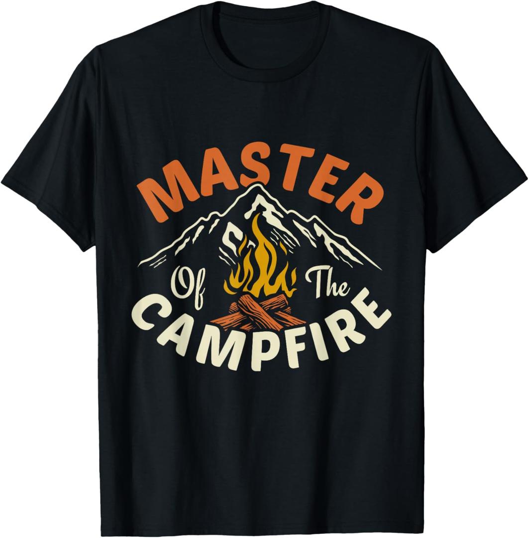 Funny Outdoor Camping Gifts Men Women Master of Campfire T-Shirt, M