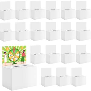 24 Pack White Cardboard Ballot Box with Slot 6.5x4.5x4.5 Inch Raffle Boxes with Removable Header Suggestion Boxes Donation Box for Fundraising Ticket Boxes for Collecting Card Voting Contest