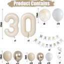 30th Birthday Decorations for Women Her White Sand Beige Gold Balloons Garland Arch Kit Cream Number Foil Balloon Happy Birthday Banner Boho Nude Metallic Champagne Gold Party Decor for 30 Years Old
