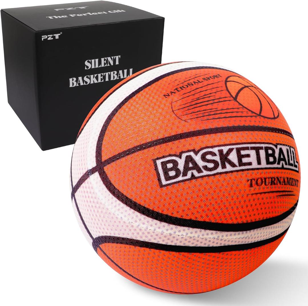 Silent Basketball Size 7 with Fabric Cover, 600g Airless Basketball for Quiet Dribbling and Indoor Training, Pro PU Foam Ball for Adults and Children, Ideal Gift for Birthdays or Christmas