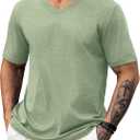 NIASHOT Mens T Shirts Short Sleeve Classic V Neck T-Shirt Casual Summer Basic Tee Shirt (XL)
