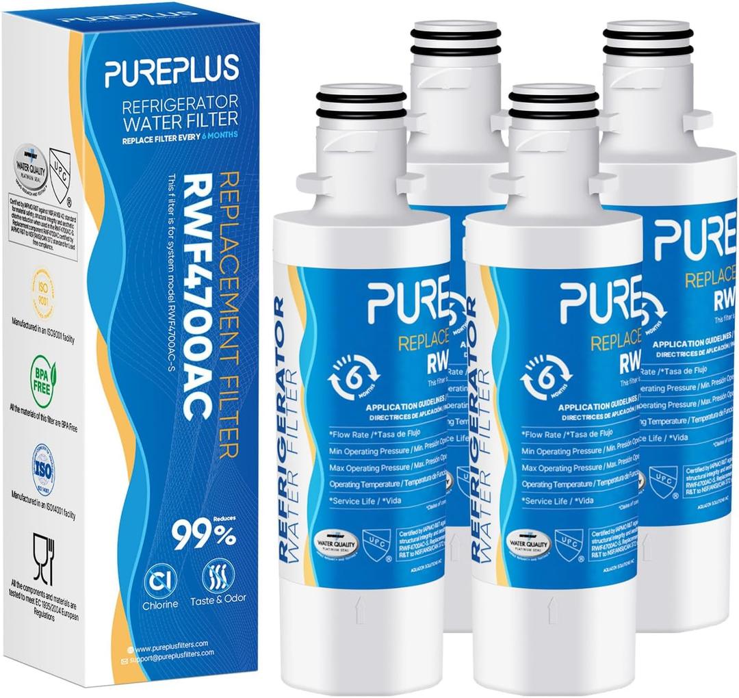 PUREPLUS MDJ64844601 Replacement for LG LT1000P ADQ747935, Kenmore 9980, LT1000, LT1000PC, ADQ74793501, ADQ74793502, LMXS28626S, LMXS30796S, Refrigerator Water Filter, Model: RWF4700AC, 4Pack (4 Count (Pack of 1))