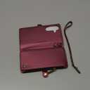 Defencase for Galaxy S25 Case Wallet with RFID Blocking Card Holder for Women Men, Elegant PU Leather Magnetic Snap Flip Wrist Strap Zipper Wallet Phone Cases for Samsung Galaxy S25 5G 6.2", Wine Red